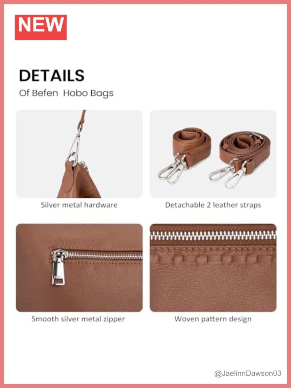 Genuine Leather Crossbody Hobo Purse for Women Soft Lightweight Handbags with 2